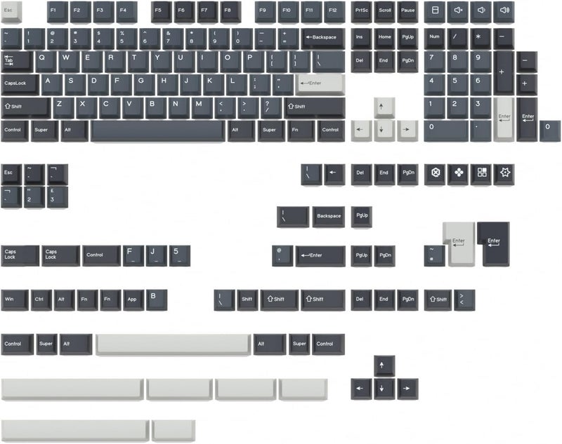 KBDiy Apollo PBT Double Shot Keycap Set,176 Keys Grey Custom Key Cap Keycaps 60 Percent Cherry Profile Keycaps for 61/64/68/84/87/100/104/108 Mechanical Keyboard - Image 2